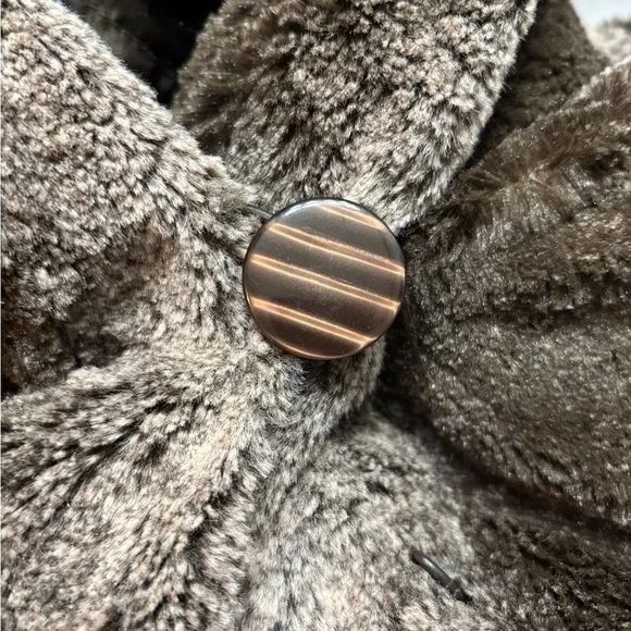 Dennis Basso Faux Fur Jacket Size Large Light Brown Faux Fur Coat with Hood - Picture 8 of 13